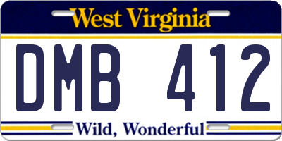 WV license plate DMB412