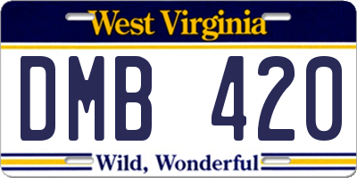 WV license plate DMB420