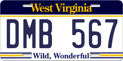 WV license plate DMB567
