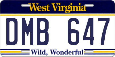 WV license plate DMB647