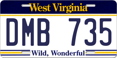 WV license plate DMB735