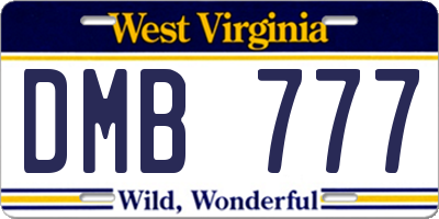 WV license plate DMB777