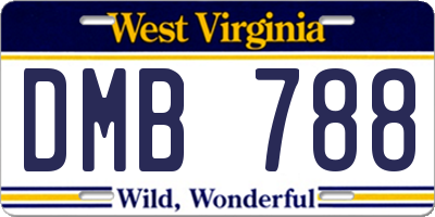 WV license plate DMB788