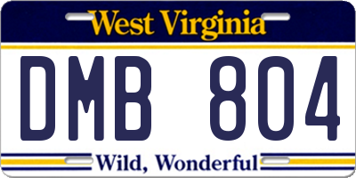 WV license plate DMB804