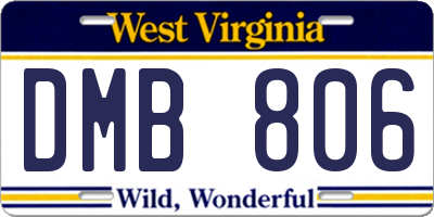 WV license plate DMB806