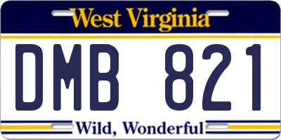 WV license plate DMB821