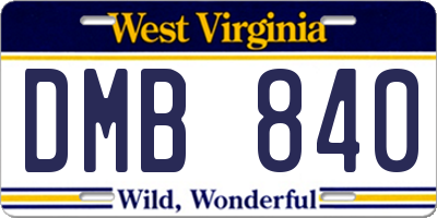 WV license plate DMB840
