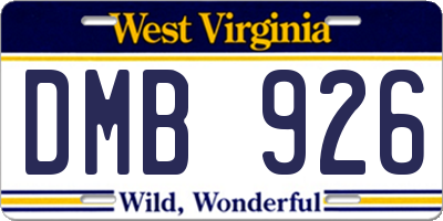WV license plate DMB926