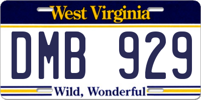 WV license plate DMB929