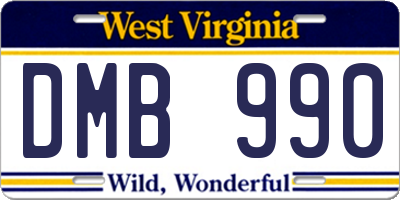 WV license plate DMB990