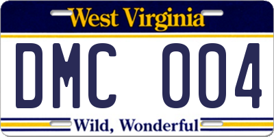 WV license plate DMC004