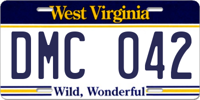 WV license plate DMC042