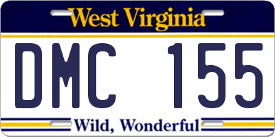 WV license plate DMC155