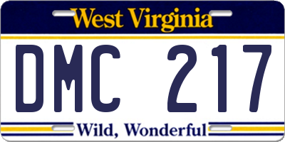 WV license plate DMC217