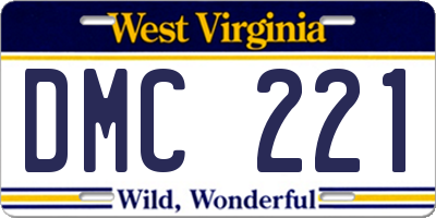 WV license plate DMC221