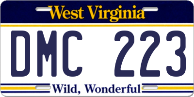 WV license plate DMC223