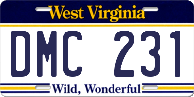 WV license plate DMC231
