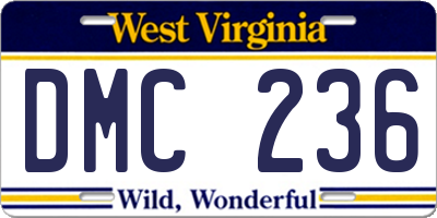 WV license plate DMC236