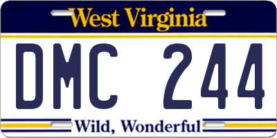 WV license plate DMC244