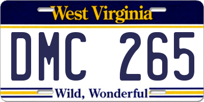 WV license plate DMC265