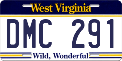 WV license plate DMC291