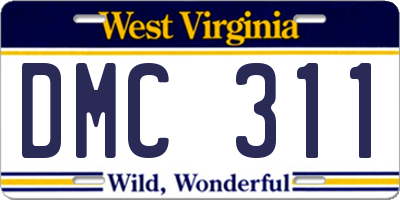 WV license plate DMC311