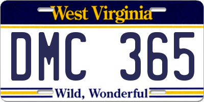 WV license plate DMC365