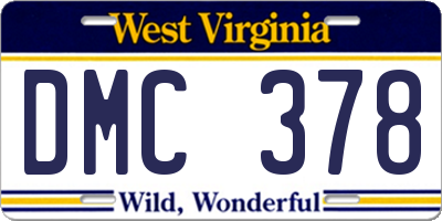 WV license plate DMC378