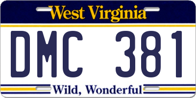 WV license plate DMC381