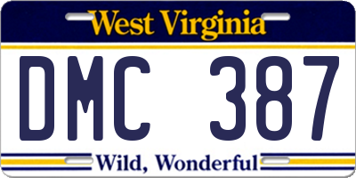 WV license plate DMC387