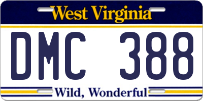 WV license plate DMC388