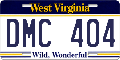 WV license plate DMC404