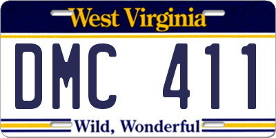 WV license plate DMC411