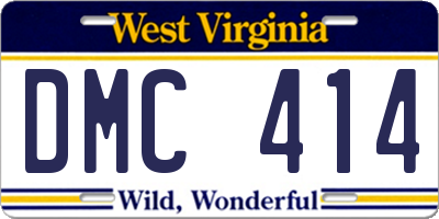 WV license plate DMC414