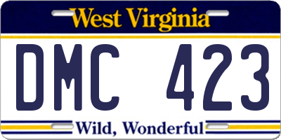 WV license plate DMC423