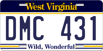 WV license plate DMC431