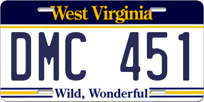 WV license plate DMC451