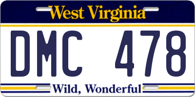 WV license plate DMC478