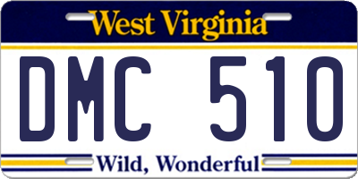 WV license plate DMC510