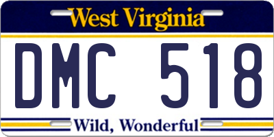 WV license plate DMC518