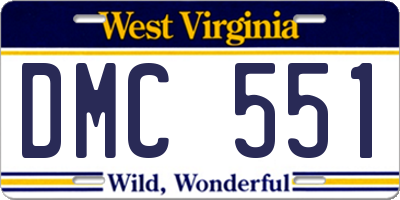 WV license plate DMC551