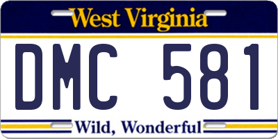 WV license plate DMC581