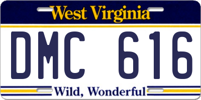 WV license plate DMC616