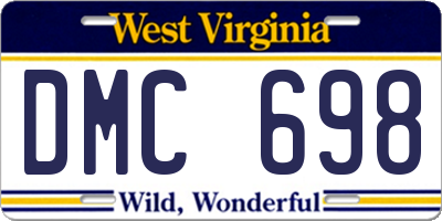 WV license plate DMC698