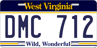 WV license plate DMC712