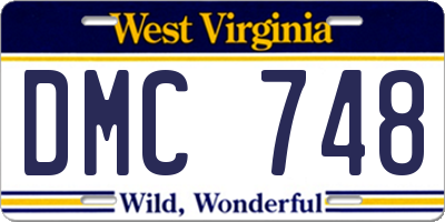 WV license plate DMC748