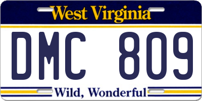 WV license plate DMC809