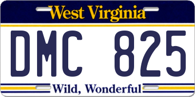 WV license plate DMC825