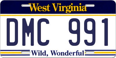 WV license plate DMC991