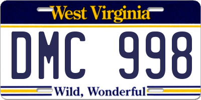 WV license plate DMC998